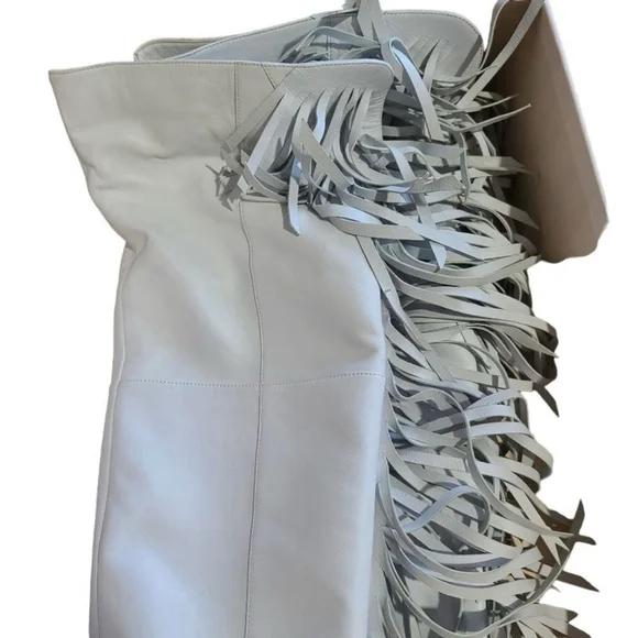Sergio Rossi White Leather Over the Knee Boots IT 36 US 6 - Picture 4 of 16